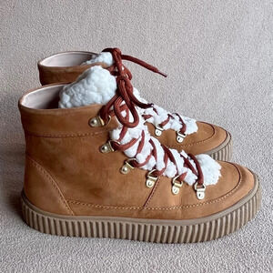 NEW Aqua Shearling Winter Boots Women’s 5.5-Camel-Tan-Cream-Cozy-Autumn-Casual